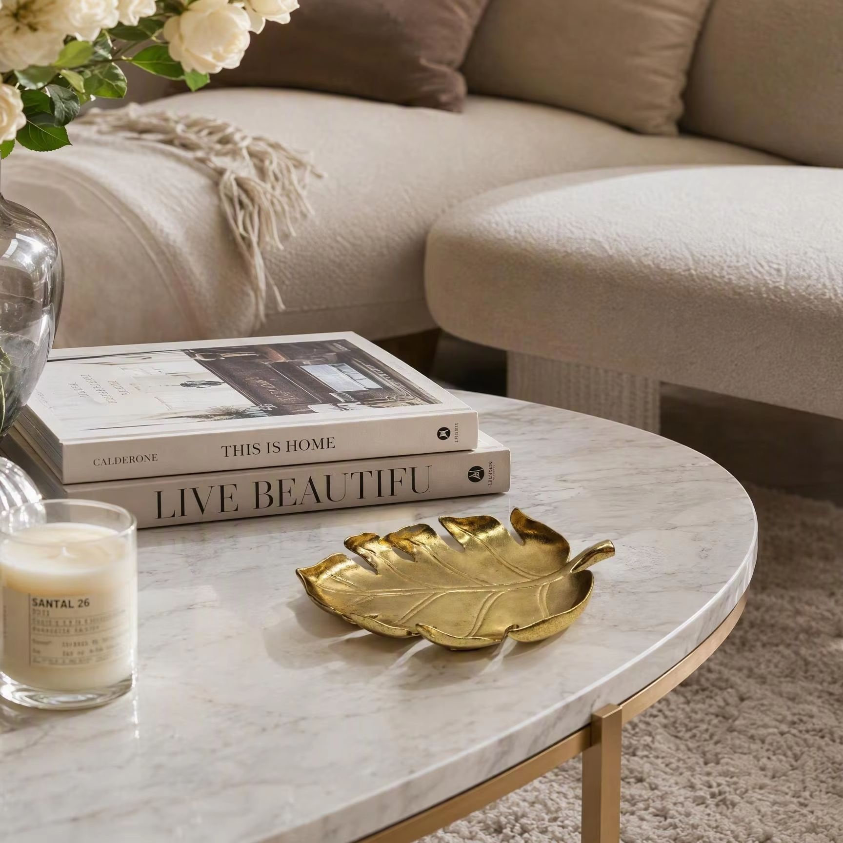 Luxury Lifestyle Items - Hafif Lüks Altın Yaprak Saklama Tepsisi,